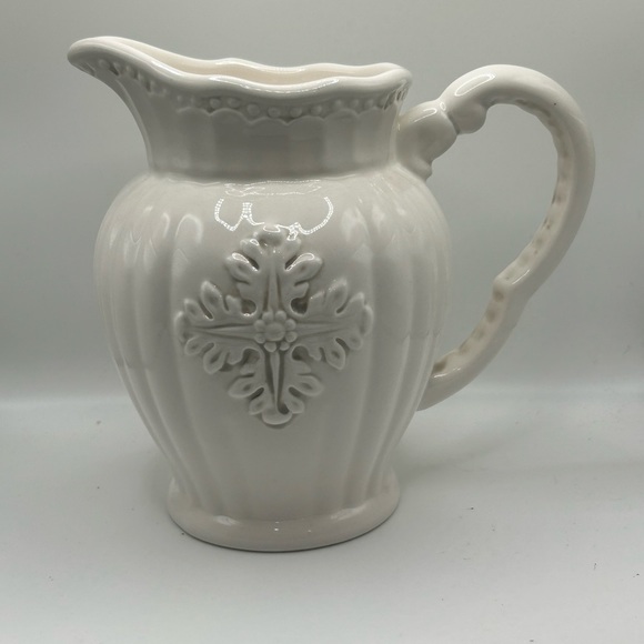 NWOT Beautiful Small Pitcher cream colored Ceramic Pitcher - 6” inches T… - Picture 1 of 3
